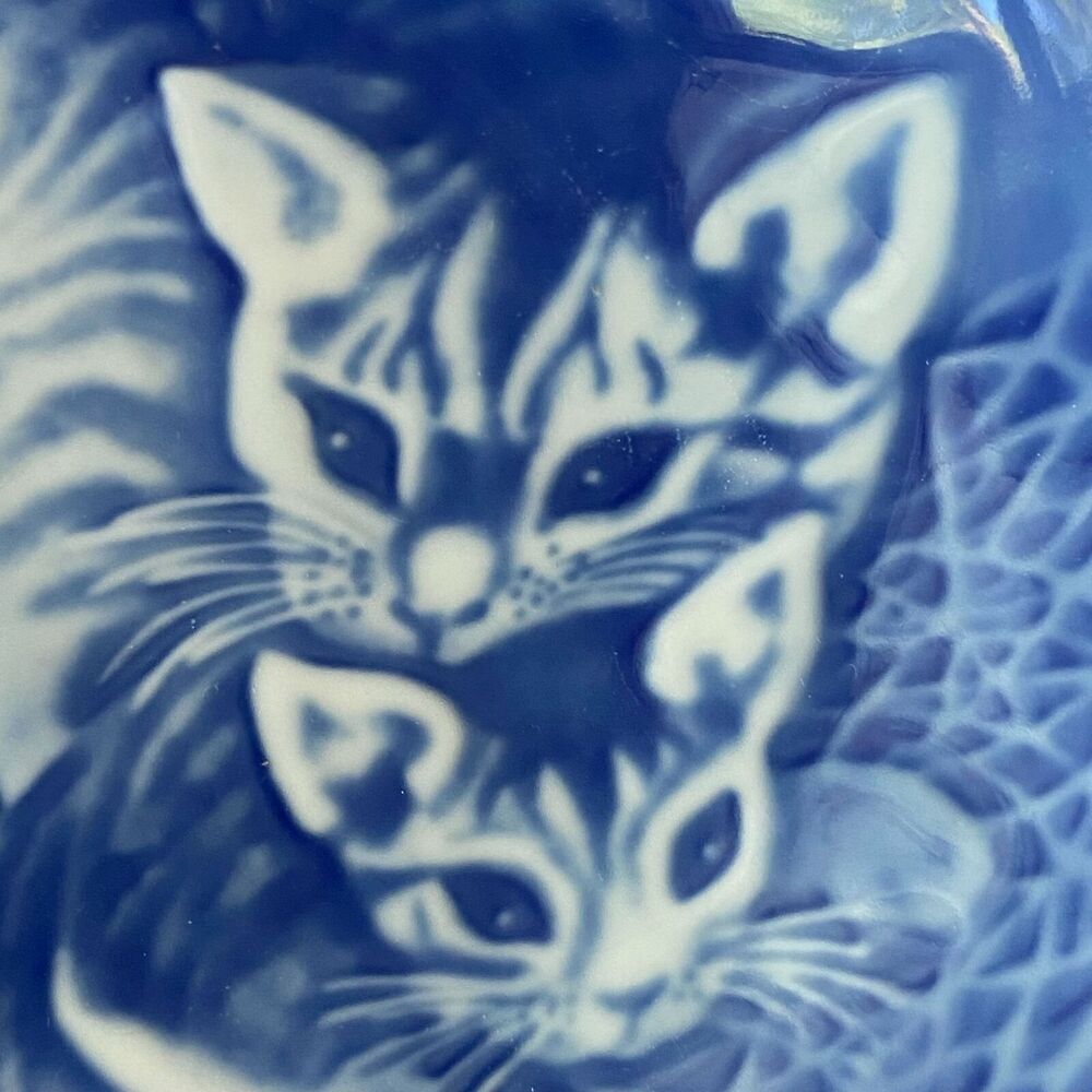 Copenhagen Bing & Grondahl Mothers Day Plate 1971 Cat Kitten Blue Porcelain